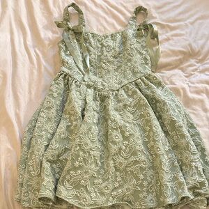 Floral Embroidered Dress - Green